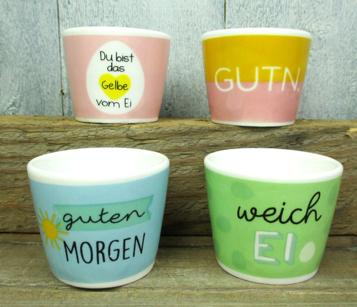 4er set eierbecher sprüche - set,