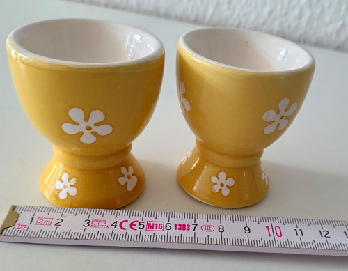 Keramik eierbecher set gelb - eierbecher,